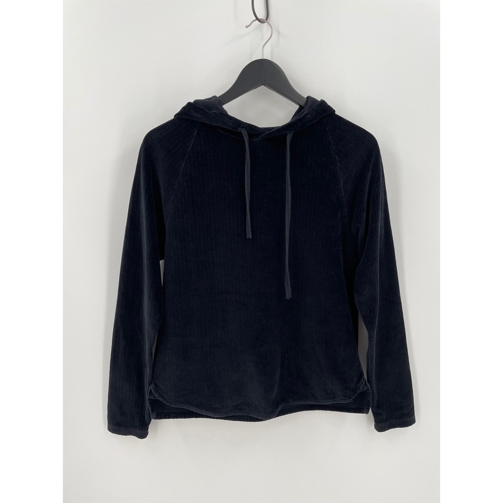 Majestic Filatures Black Velour Hoodie T1 Small Cotton Luxe Pullover Portugal